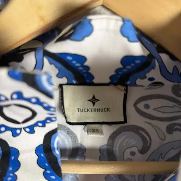 Tuckernuck Majolica Tile Print Blue White Relaxed Coastal Tunic Top Size XS - Picture 12 of 12